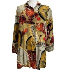 Jams World Tosca Opera Print Long Sleeve Button Down‎ Shirt XL